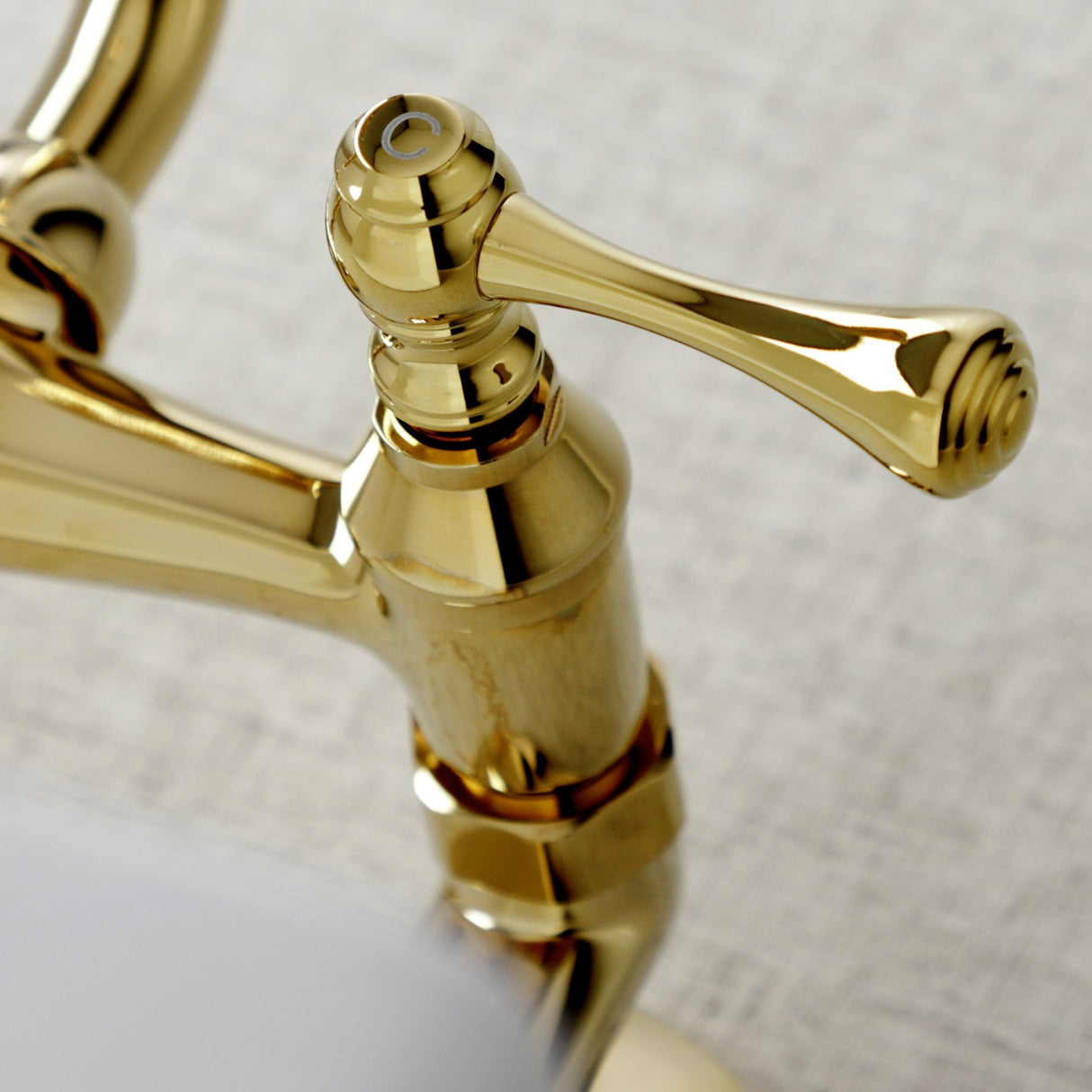 Kingston KS313PB Two-Handle 2-Hole Wall Mount Kitchen Faucet, Polished Brass
