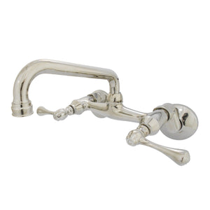 Kingston KS313PN Two-Handle 2-Hole Wall Mount Kitchen Faucet, Polished Nickel