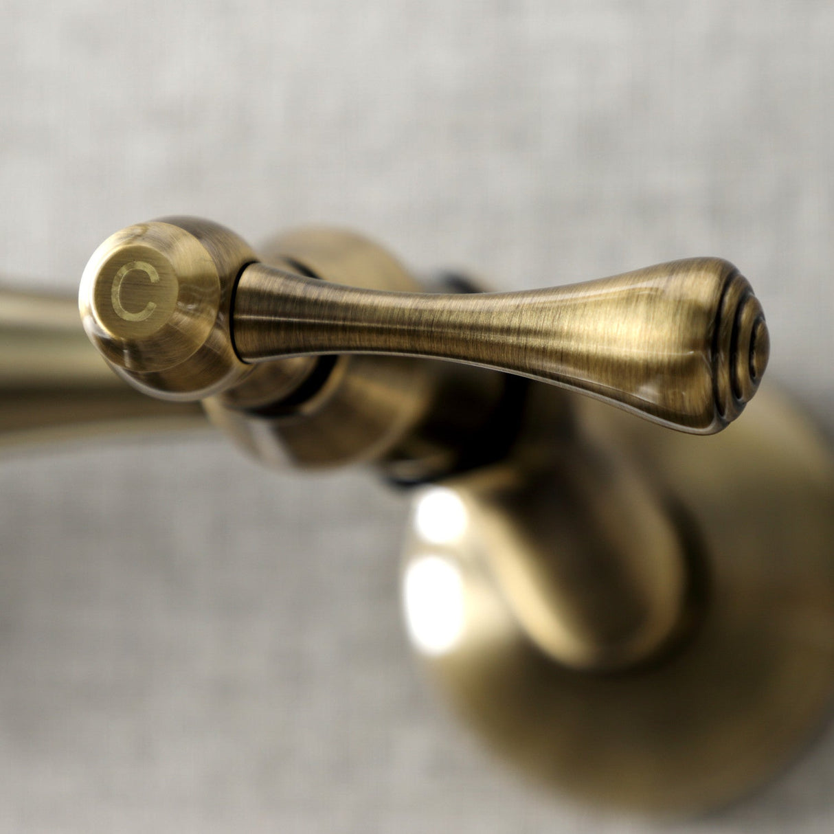 Kingston KS314AB Two-Handle 2-Hole Wall Mount Kitchen Faucet, Antique Brass