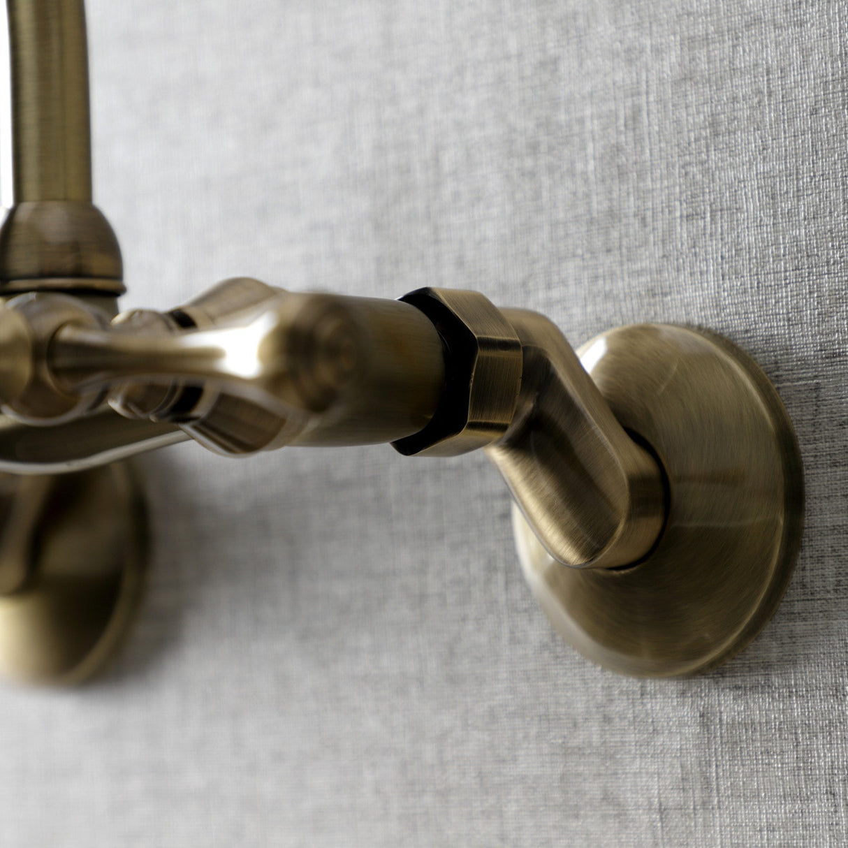 Kingston KS314AB Two-Handle 2-Hole Wall Mount Kitchen Faucet, Antique Brass