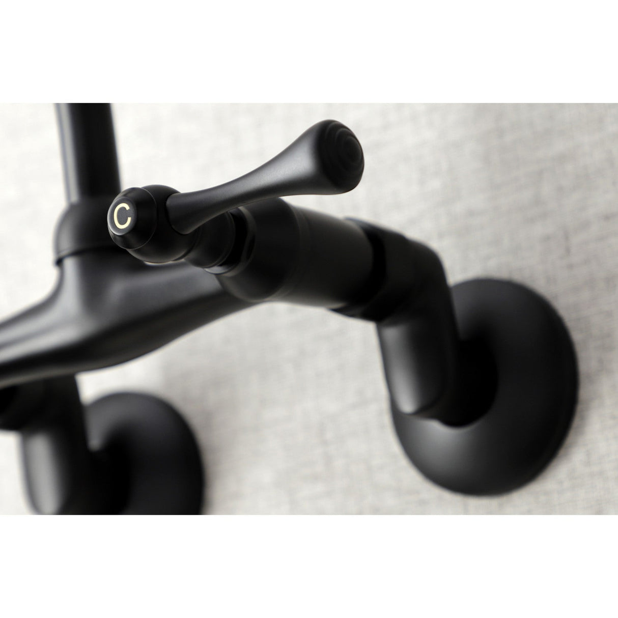 Kingston KS314MB Two-Handle 2-Hole Wall Mount Kitchen Faucet, Matte Black