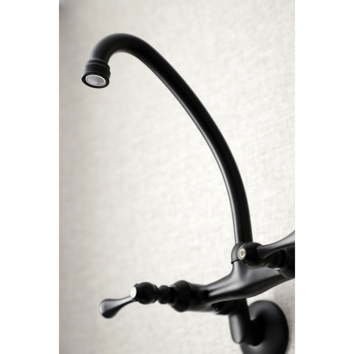 Kingston KS314MB Two-Handle 2-Hole Wall Mount Kitchen Faucet, Matte Black