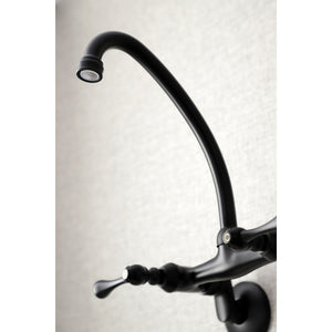 Kingston KS314MB Two-Handle 2-Hole Wall Mount Kitchen Faucet, Matte Black