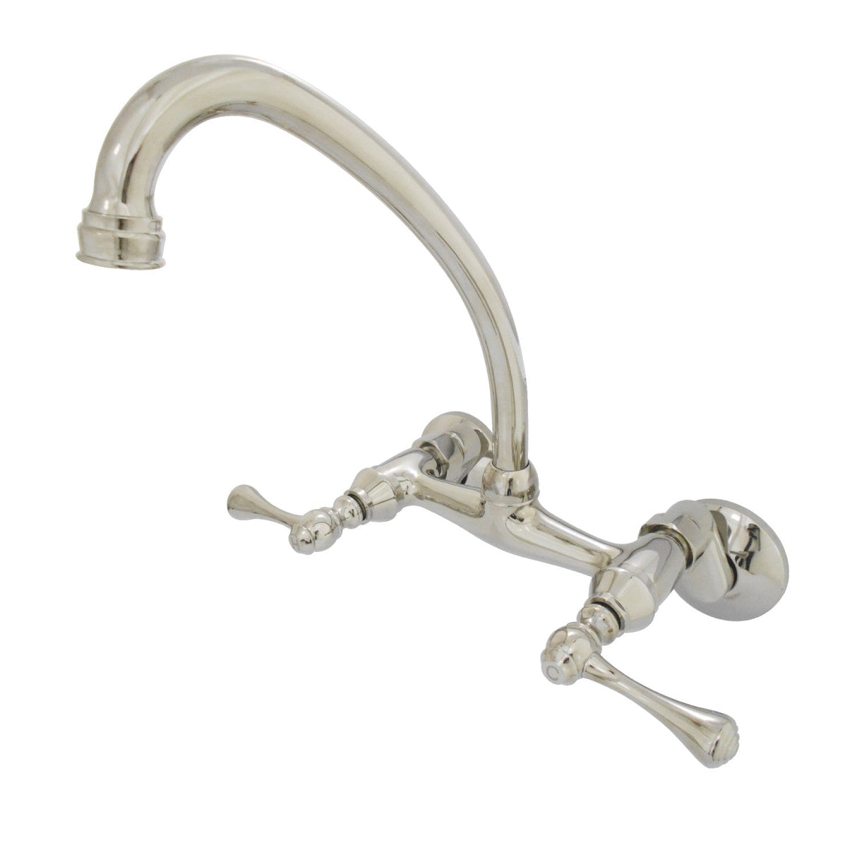 Kingston KS314PN Two-Handle 2-Hole Wall Mount Kitchen Faucet, Polished Nickel