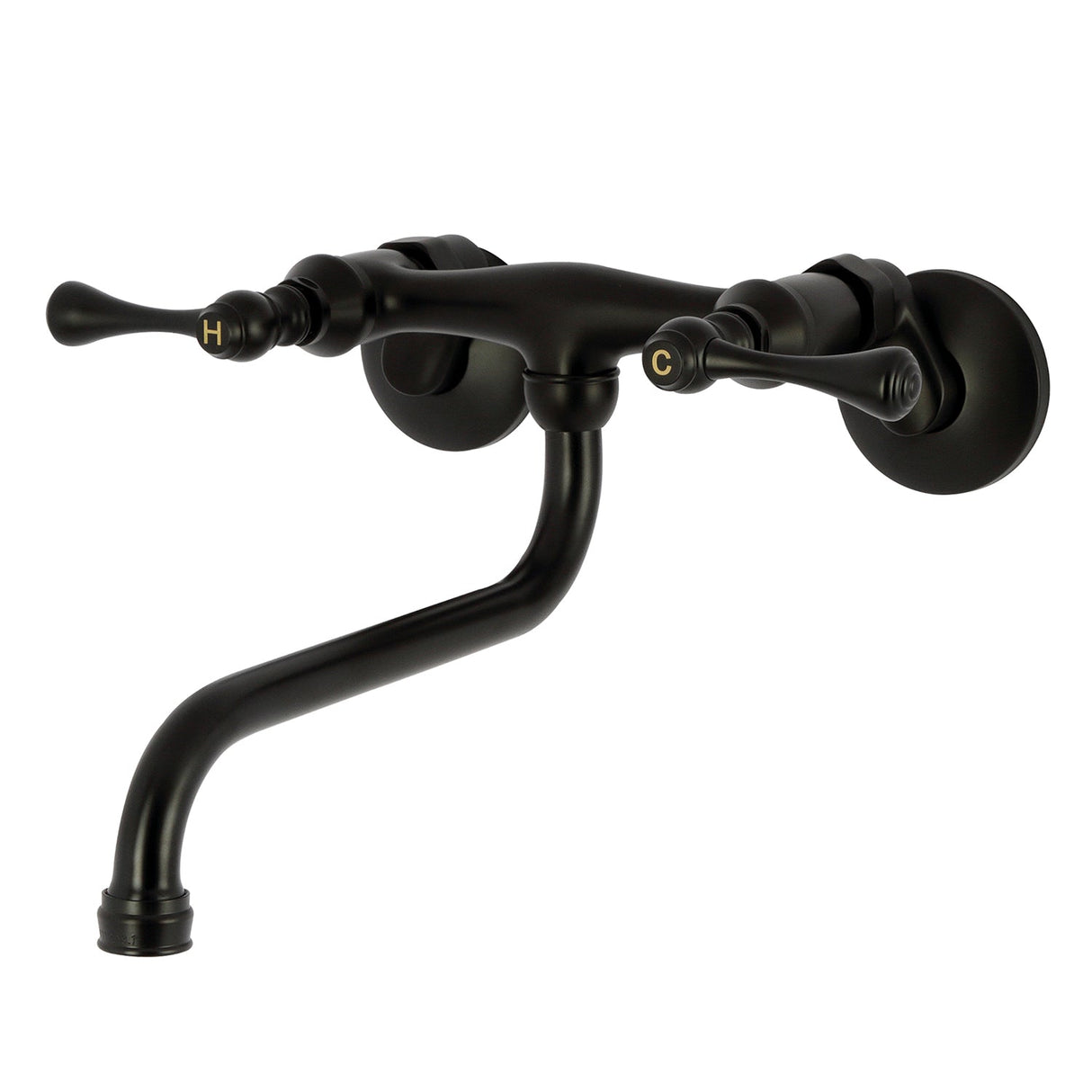 Kingston KS315MB Two-Handle 2-Hole Wall Mount Bathroom Faucet, Matte Black