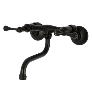 Kingston KS316MB Two-Handle 2-Hole Wall Mount Bathroom Faucet, Matte Black