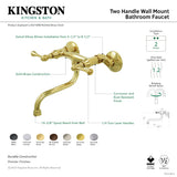 Kingston KS316SN Two-Handle 2-Hole Wall Mount Bathroom Faucet, Brushed Nickel
