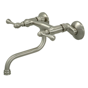 Kingston KS316SN Two-Handle 2-Hole Wall Mount Bathroom Faucet, Brushed Nickel