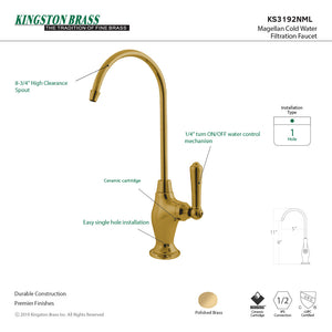 Magellan KS3192NML Single-Handle 1-Hole Deck Mount Water Filtration Faucet, Polished Brass