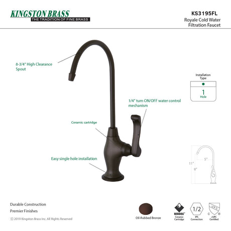 Royale KS3195FL Single-Handle 1-Hole Deck Mount Water Filtration Faucet, Oil Rubbed Bronze