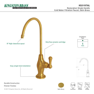 Restoration KS3197AL Single-Handle 1-Hole Deck Mount Water Filtration Faucet, Brushed Brass