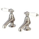 Restoration KS3208PL Two-Handle Deck Mount Basin Tap Faucet, Brushed Nickel