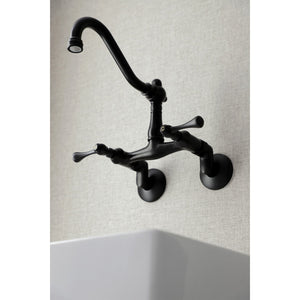 Vintage KS3220BL Two-Handle 2-Hole Wall Mount Kitchen Faucet, Matte Black