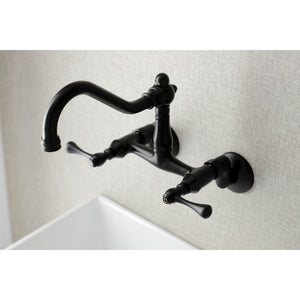 Vintage KS3220BL Two-Handle 2-Hole Wall Mount Kitchen Faucet, Matte Black