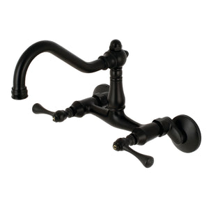 Vintage KS3220BL Two-Handle 2-Hole Wall Mount Kitchen Faucet, Matte Black