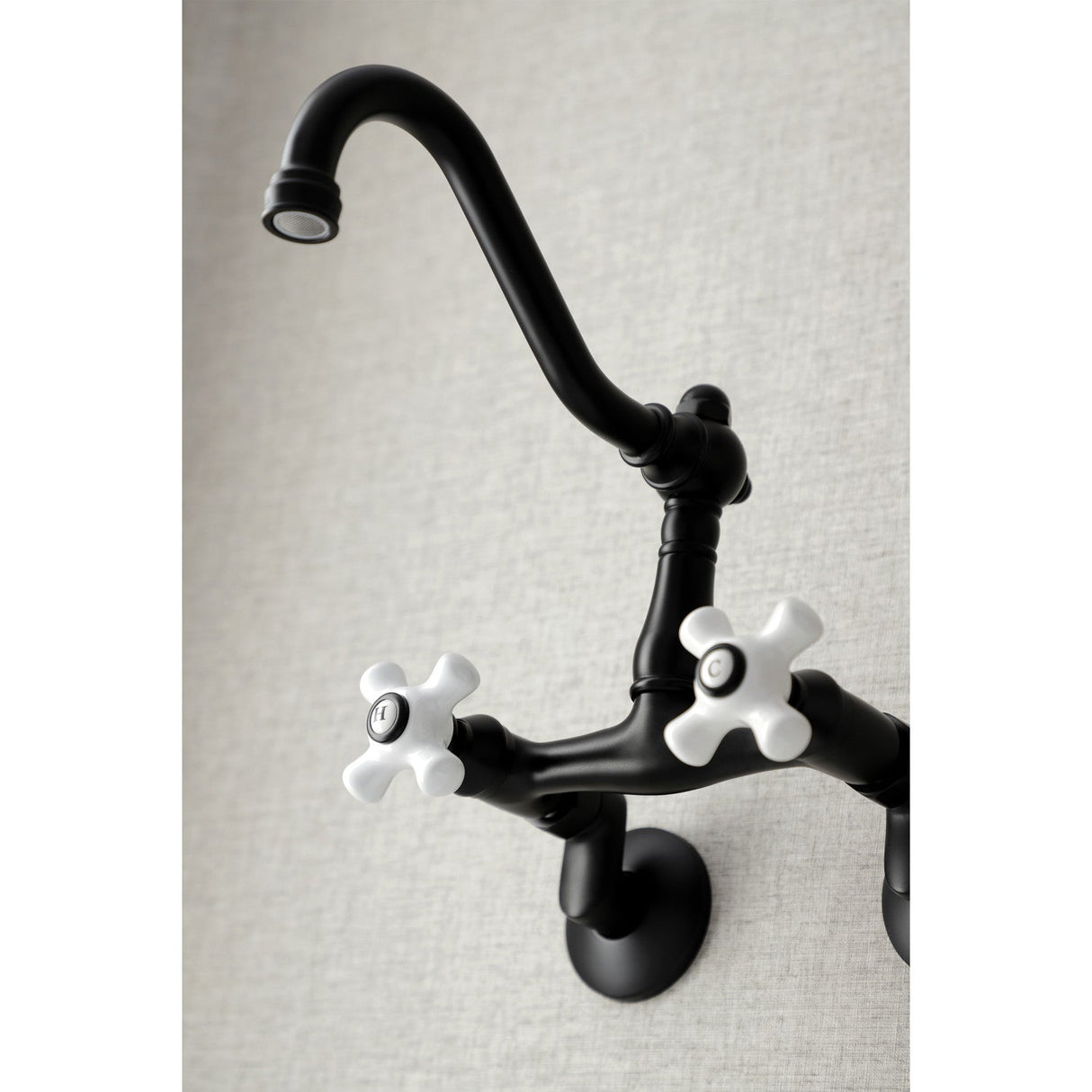 Vintage KS3220PX Two-Handle 2-Hole Wall Mount Kitchen Faucet, Matte Black