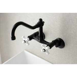 Vintage KS3220PX Two-Handle 2-Hole Wall Mount Kitchen Faucet, Matte Black