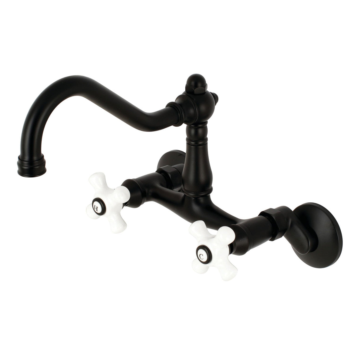 Vintage KS3220PX Two-Handle 2-Hole Wall Mount Kitchen Faucet, Matte Black