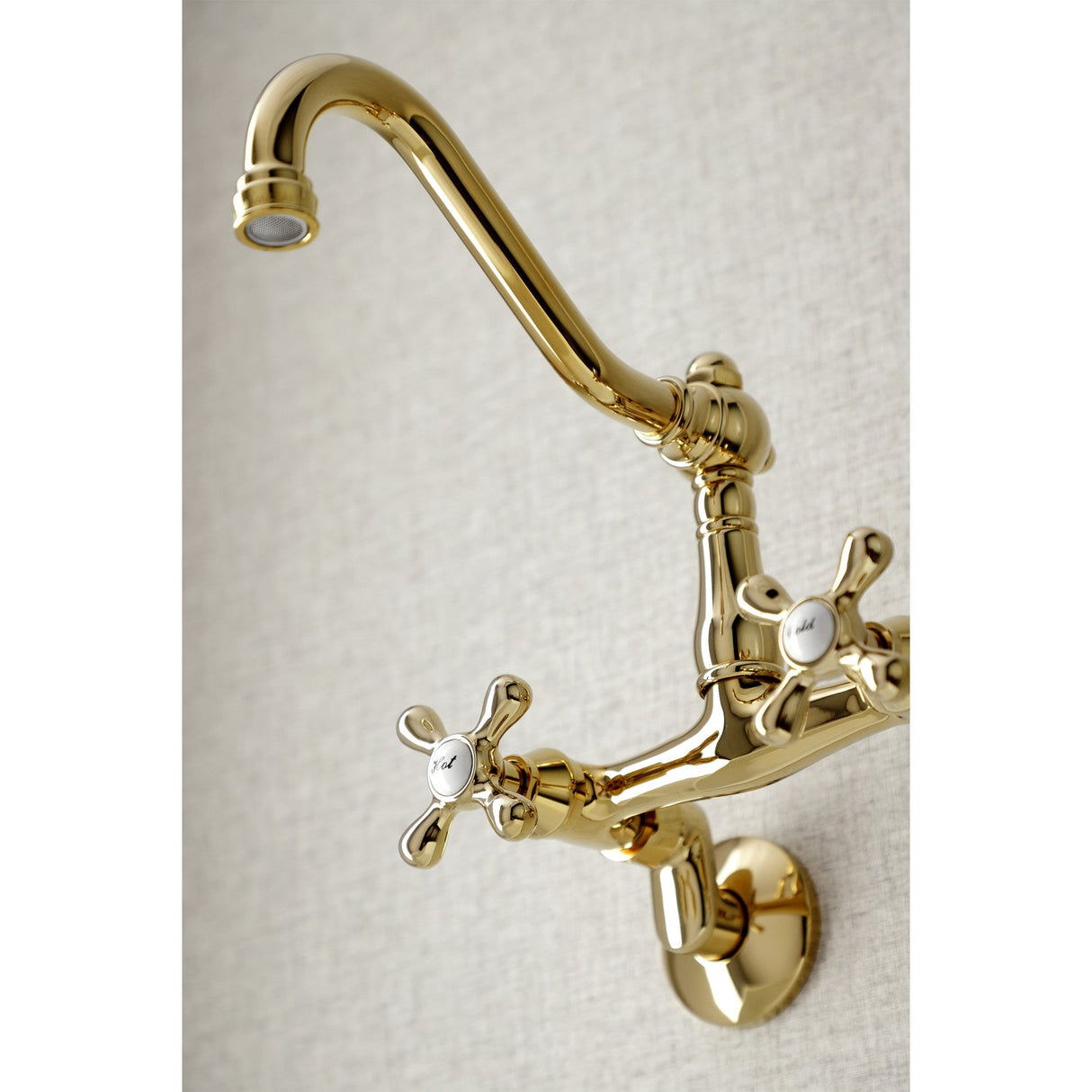 Vintage KS3222AX Two-Handle 2-Hole Wall Mount Kitchen Faucet, Polished Brass