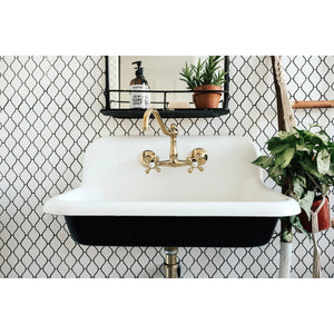 Vintage KS3222AX Two-Handle 2-Hole Wall Mount Kitchen Faucet, Polished Brass