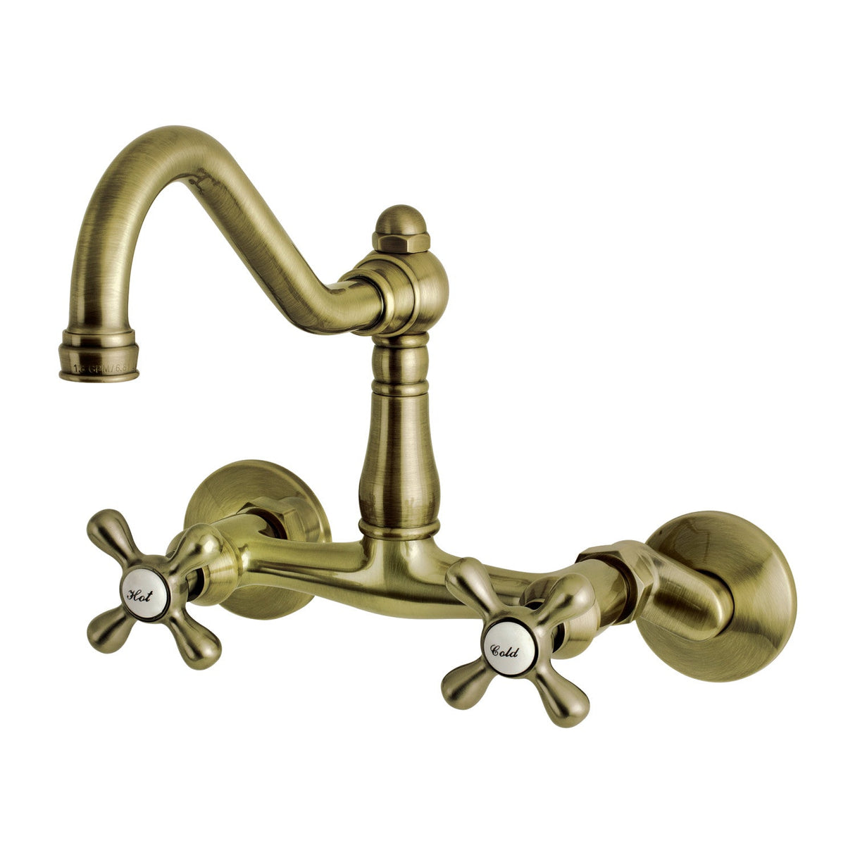 Vintage KS3223AX Two-Handle 2-Hole Wall Mount Kitchen Faucet, Antique Brass