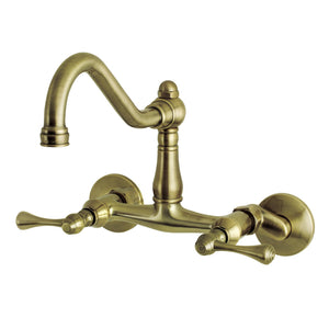 Vintage KS3223BL Two-Handle 2-Hole Wall Mount Kitchen Faucet, Antique Brass