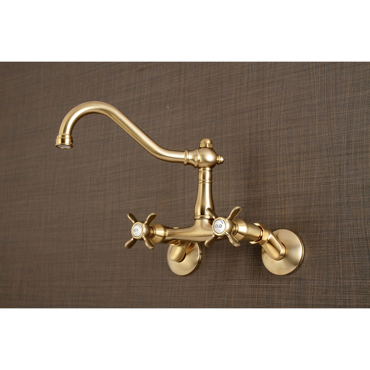 Essex KS3227BEX Two-Handle 2-Hole Wall Mount Kitchen Faucet, Brushed Brass