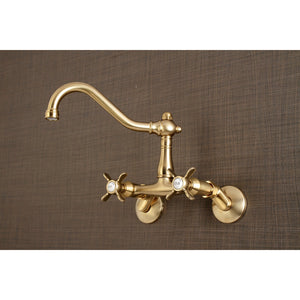 Essex KS3227BEX Two-Handle 2-Hole Wall Mount Kitchen Faucet, Brushed Brass