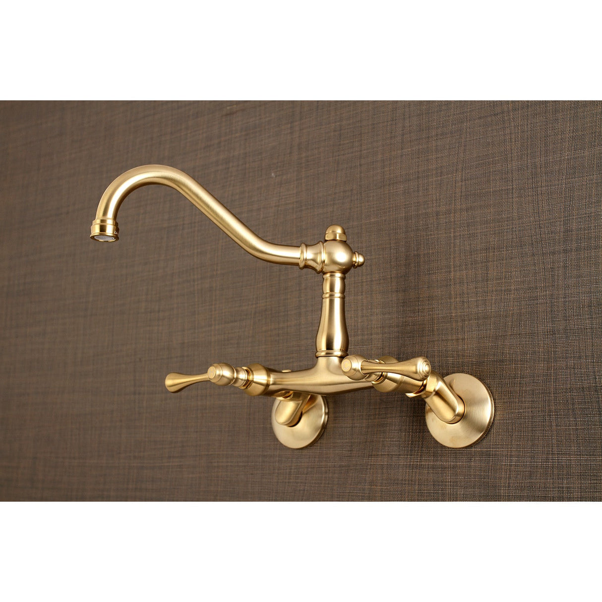 Vintage KS3227BL Two-Handle 2-Hole Wall Mount Kitchen Faucet, Brushed Brass