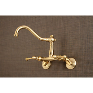 Vintage KS3227BL Two-Handle 2-Hole Wall Mount Kitchen Faucet, Brushed Brass