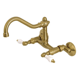 Vintage KS3227PL Two-Handle 2-Hole Wall Mount Kitchen Faucet, Brushed Brass