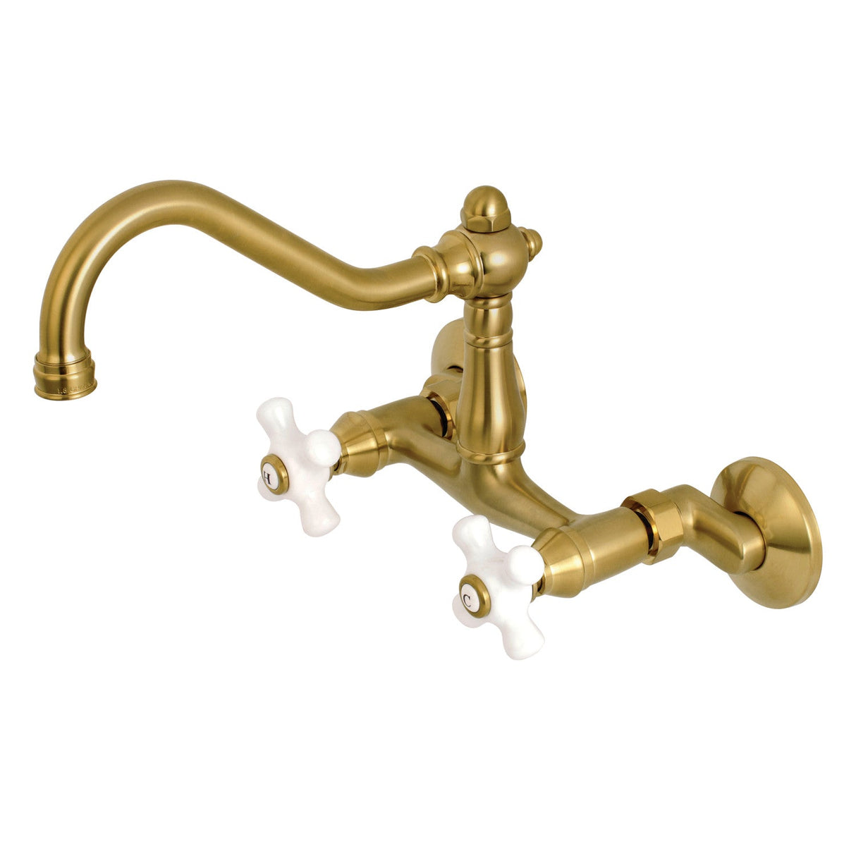 Vintage KS3227PX Two-Handle 2-Hole Wall Mount Kitchen Faucet, Brushed Brass