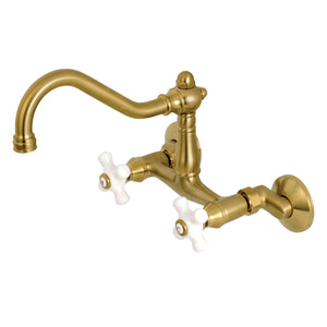 Vintage KS3227PX Two-Handle 2-Hole Wall Mount Kitchen Faucet, Brushed Brass