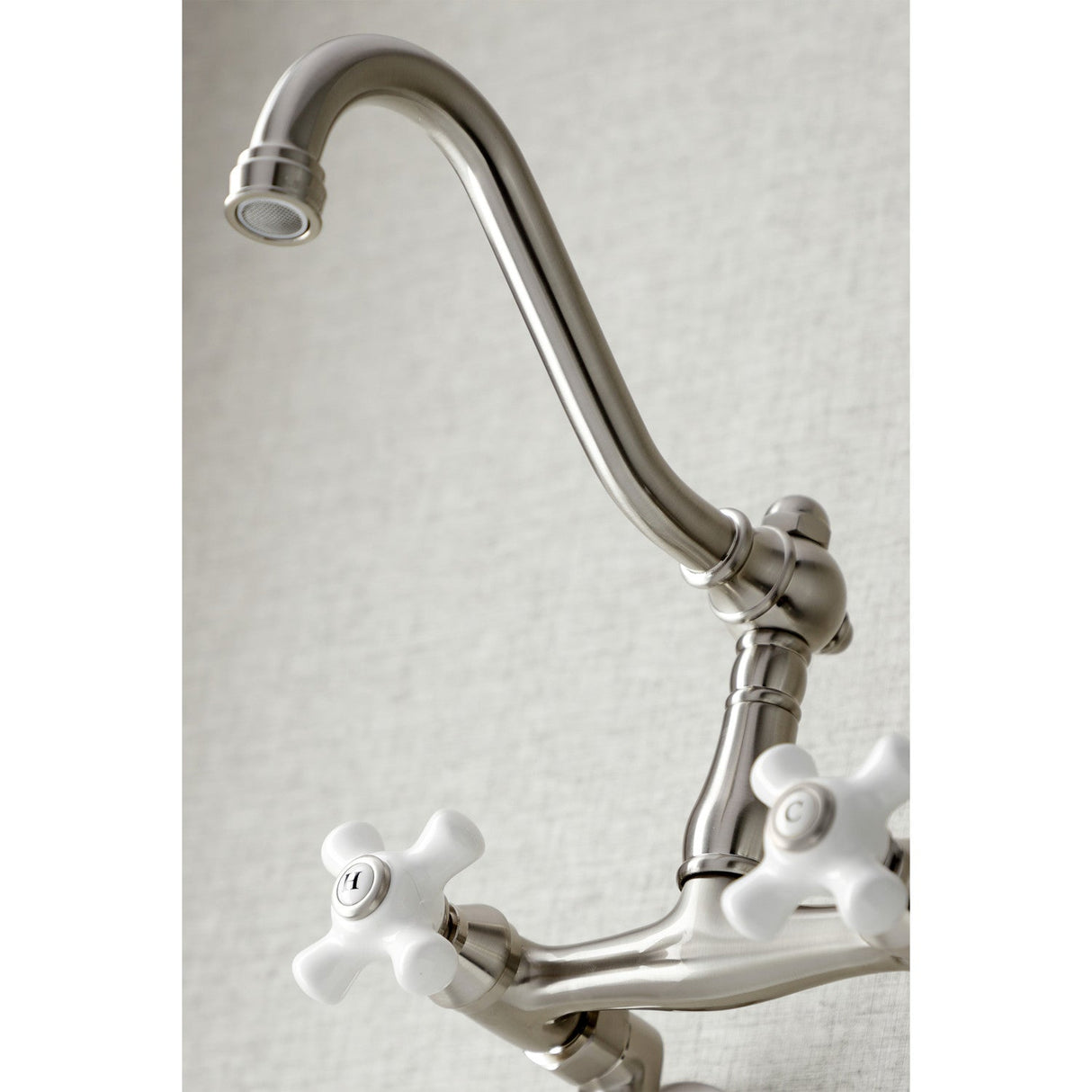 Vintage KS3228PX Two-Handle 2-Hole Wall Mount Kitchen Faucet, Brushed Nickel