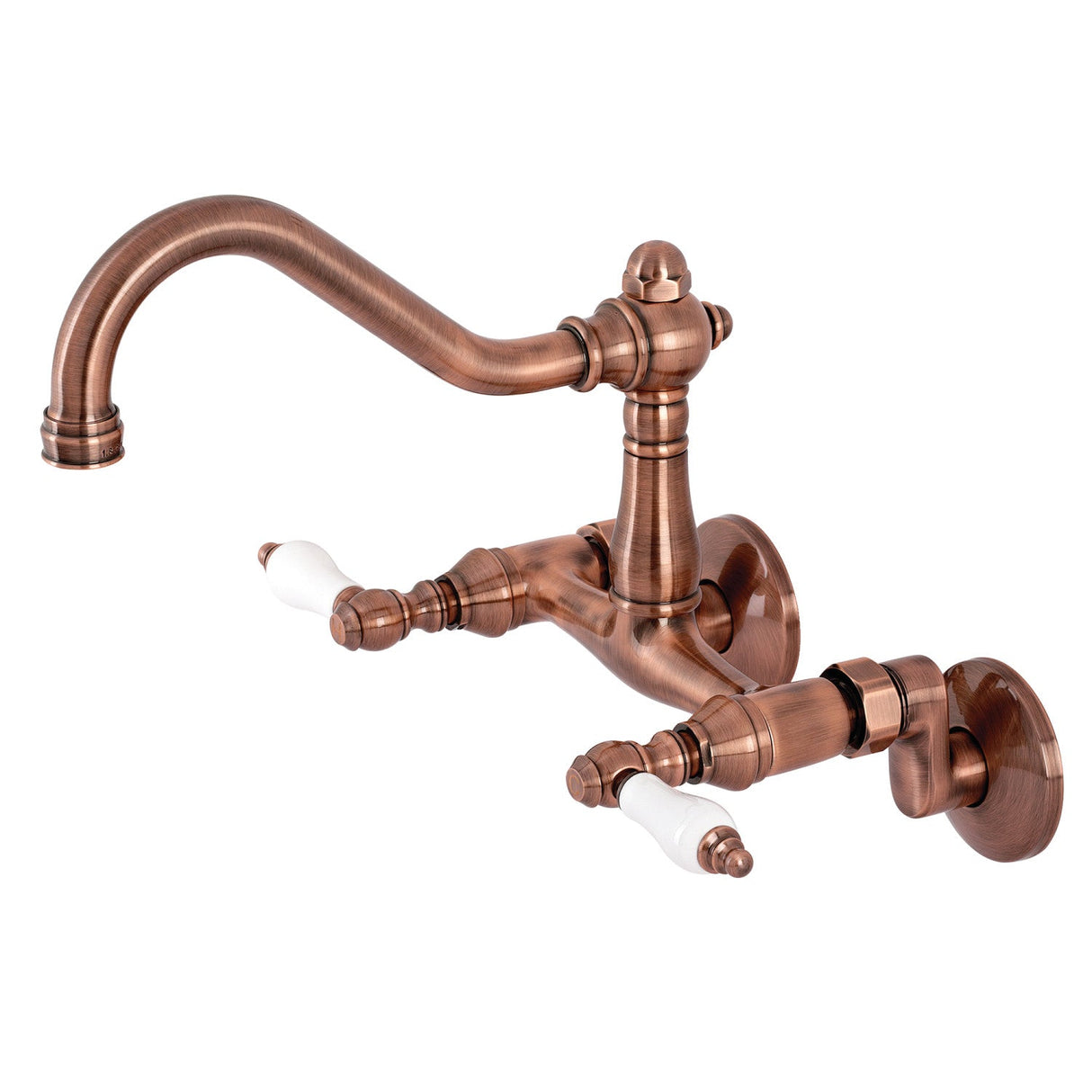 Vintage KS322PLAC Two-Handle 2-Hole Wall Mount Kitchen Faucet, Antique Copper