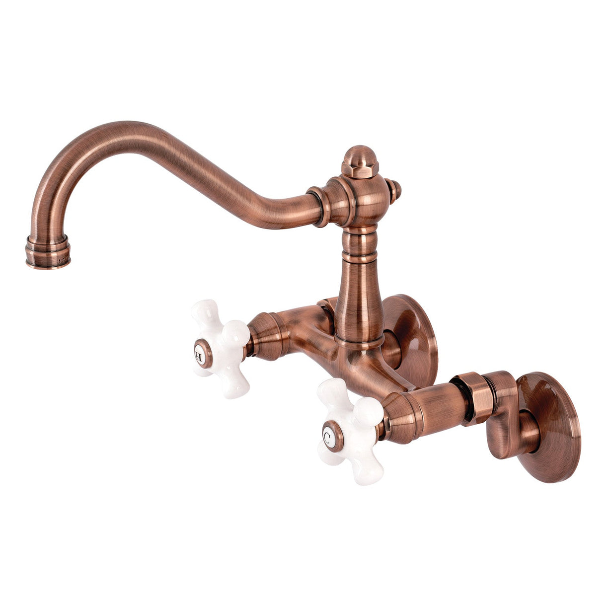 Vintage KS322PXAC Two-Handle 2-Hole Wall Mount Kitchen Faucet, Antique Copper