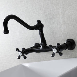 Vintage KS3240AX Two-Handle 2-Hole Wall Mount Bathroom Faucet, Matte Black