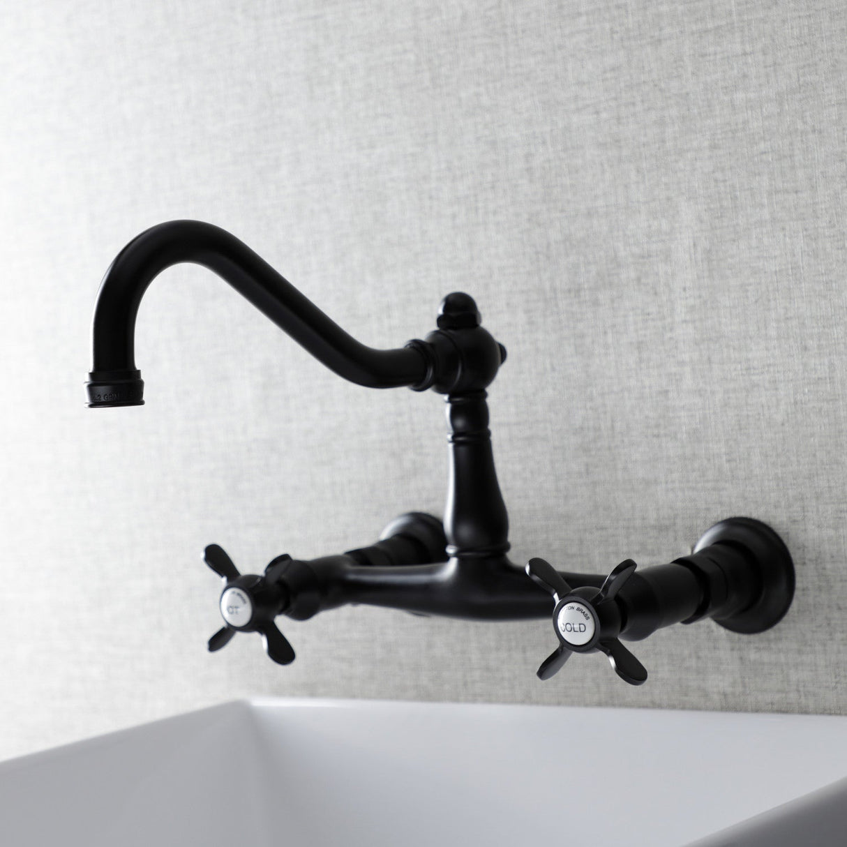 Essex KS3240BEX Two-Handle 2-Hole Wall Mount Bathroom Faucet, Matte Black