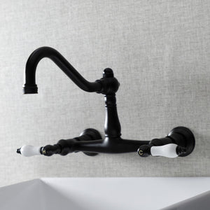 Vintage KS3240PL Two-Handle 2-Hole Wall Mount Bathroom Faucet, Matte Black