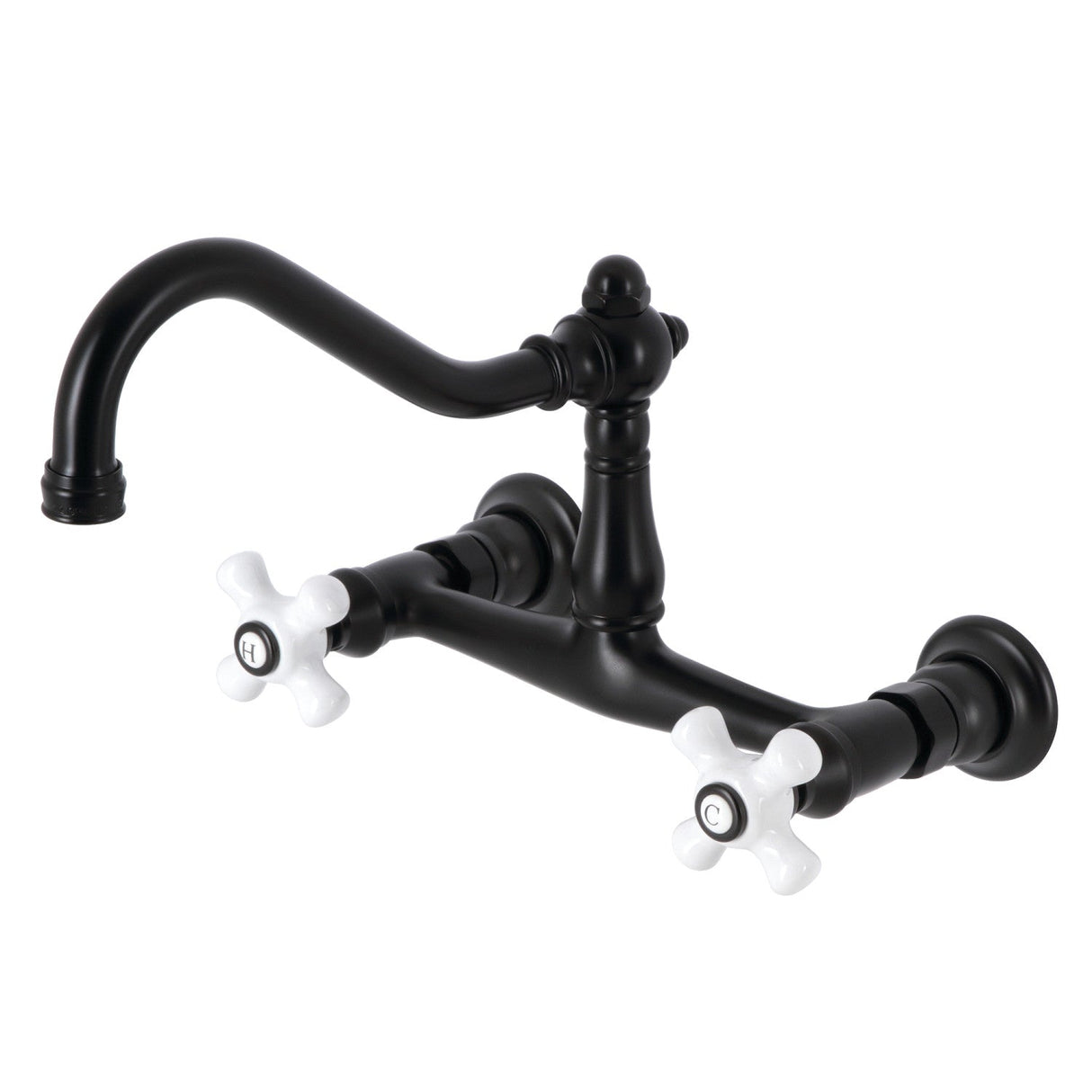 Vintage KS3240PX Two-Handle 2-Hole Wall Mount Bathroom Faucet, Matte Black