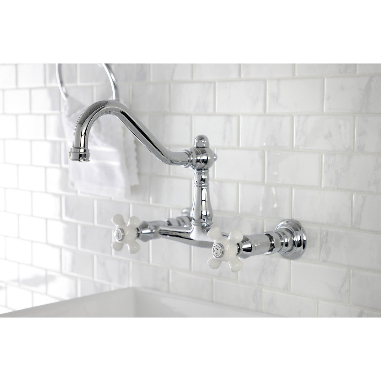 Vintage KS3241PX Two-Handle 2-Hole Wall Mount Bathroom Faucet, Polished Chrome