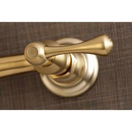 Vintage KS3247BL Two-Handle 2-Hole Wall Mount Bathroom Faucet, Brushed Brass