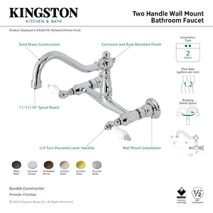 Vintage KS3247PL Two-Handle 2-Hole Wall Mount Bathroom Faucet, Brushed Brass