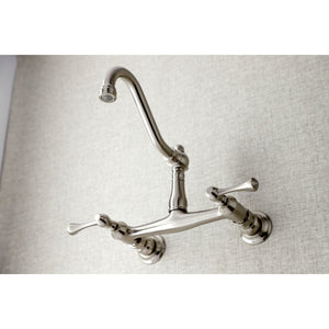 Vintage KS3248BL Two-Handle 2-Hole Wall Mount Bathroom Faucet, Brushed Nickel