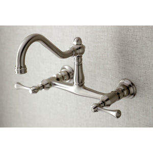Vintage KS3248BL Two-Handle 2-Hole Wall Mount Bathroom Faucet, Brushed Nickel