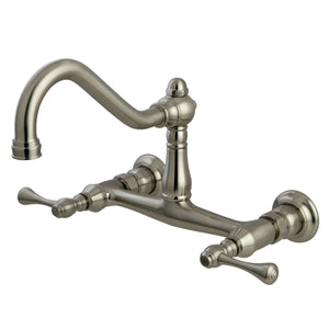 Vintage KS3248BL Two-Handle 2-Hole Wall Mount Bathroom Faucet, Brushed Nickel