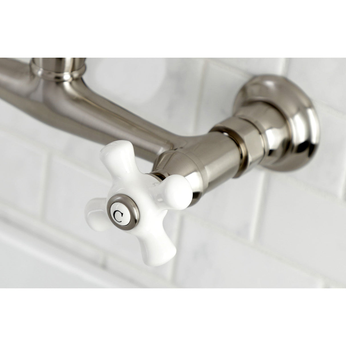 Vintage KS3248PX Two-Handle 2-Hole Wall Mount Bathroom Faucet, Brushed Nickel