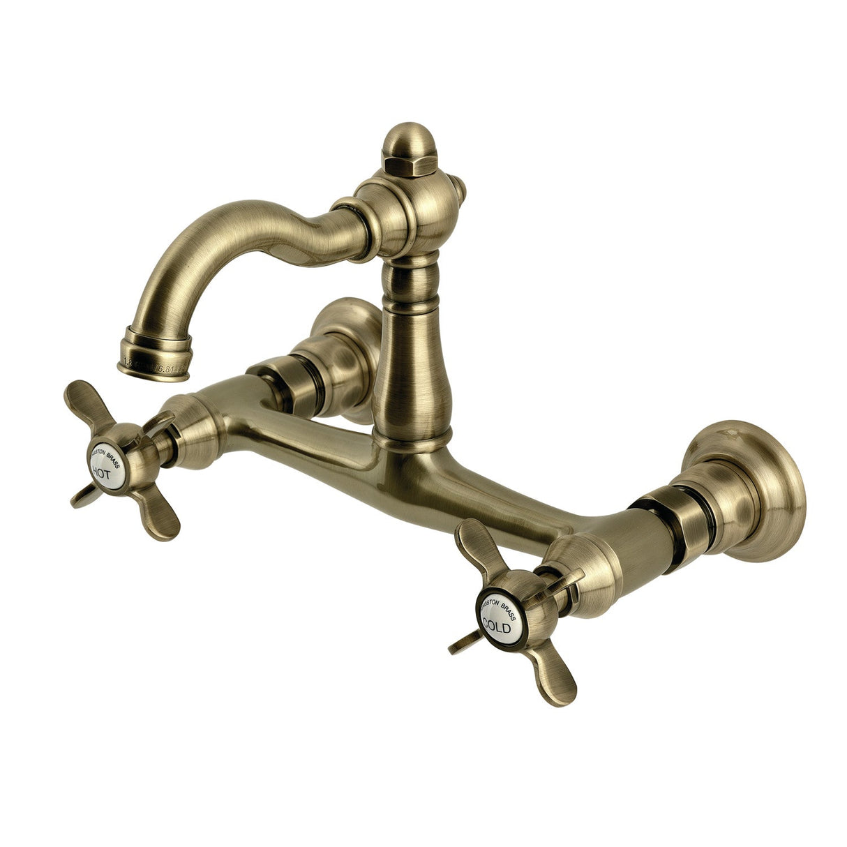 Essex KS3253BEX Two-Handle 2-Hole Wall Mount Kitchen Faucet, Antique Brass
