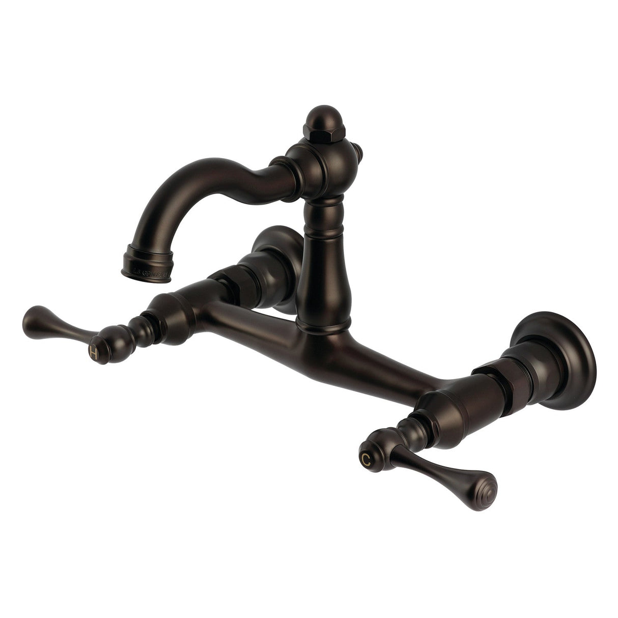 Vintage KS3255BL Two-Handle 2-Hole Wall Mount Kitchen Faucet, Oil Rubbed Bronze