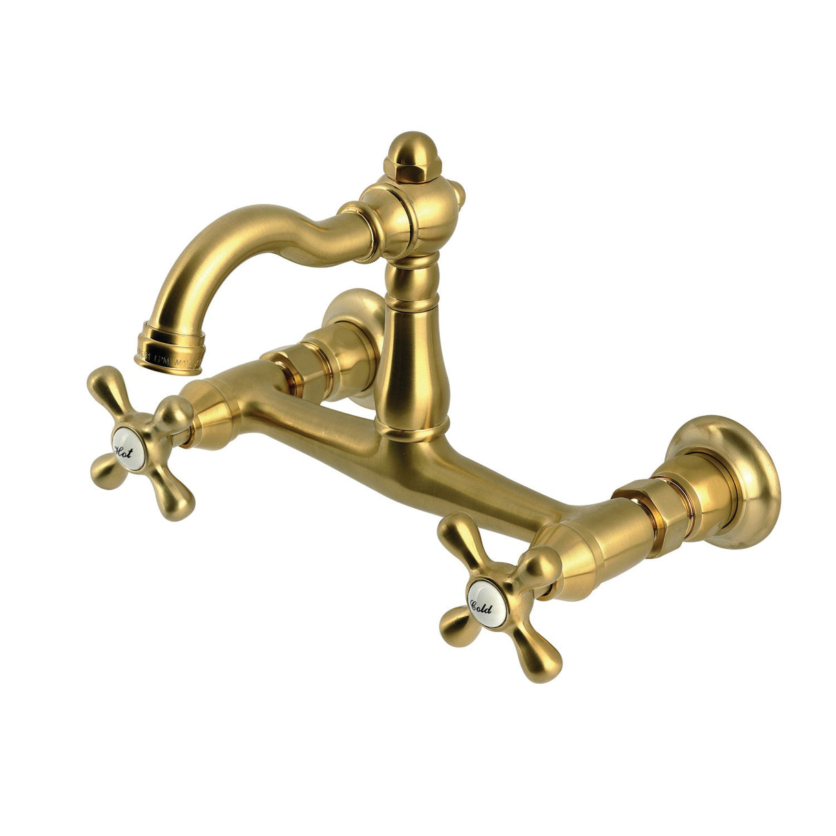 Vintage KS3257AX Two-Handle 2-Hole Wall Mount Kitchen Faucet, Brushed Brass